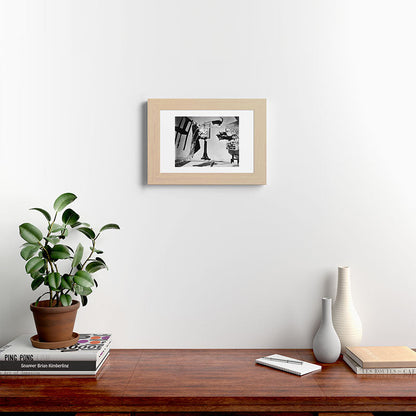 Dalí Atomicus, Salvador Dali painting with flying cats and water spurts surrealism / surrealist black and white photograph / photography by Philippe Halsman Framed Art Print Gallery Image 62
