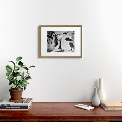 Dalí Atomicus, Salvador Dali painting with flying cats and water spurts surrealism / surrealist black and white photograph / photography by Philippe Halsman Framed Art Print Gallery Image 16