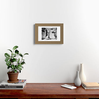Dalí Atomicus, Salvador Dali painting with flying cats and water spurts surrealism / surrealist black and white photograph / photography by Philippe Halsman Framed Art Print Gallery Image 52