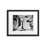 Dalí Atomicus, Salvador Dali painting with flying cats and water spurts surrealism / surrealist black and white photograph / photography by Philippe Halsman Framed Art Print Gallery Image 1