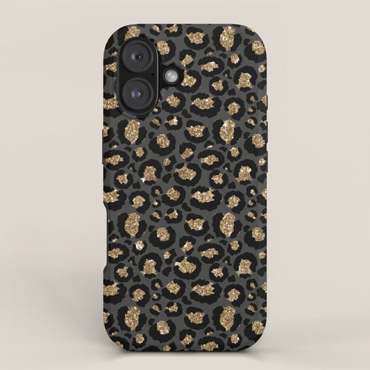 Black Gold Leopard Print Pattern iPhone Case Gallery Image 1