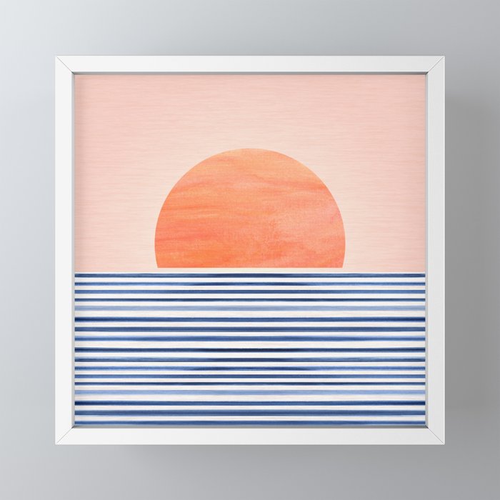 Summer Sunrise Minimal Abstract Landscape Mini Art Print Gallery Image 4