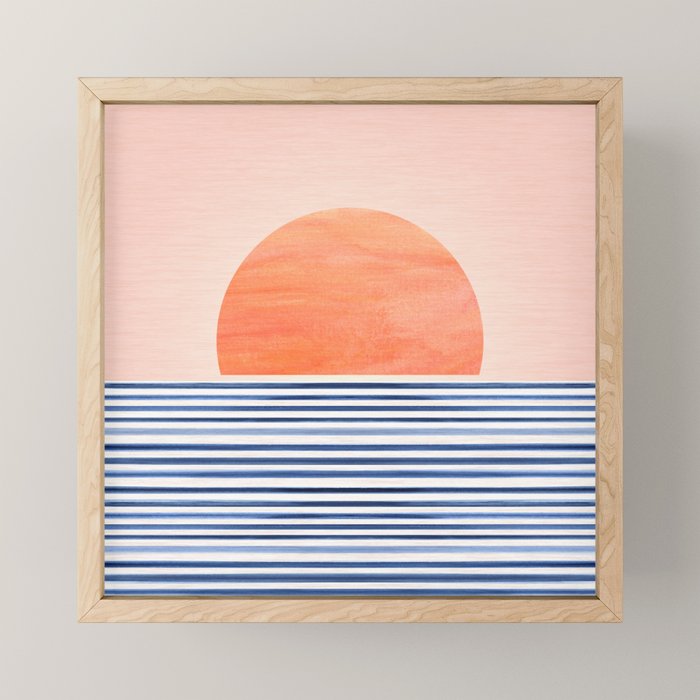 Summer Sunrise Minimal Abstract Landscape Mini Art Print Gallery Image 1