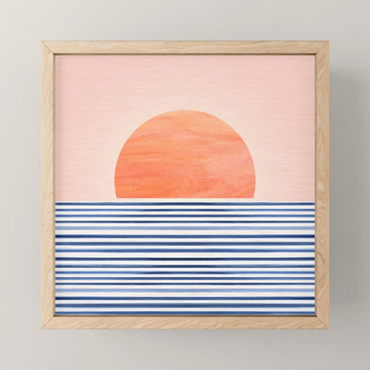 Summer Sunrise Minimal Abstract Landscape Mini Art Print Gallery Image 1