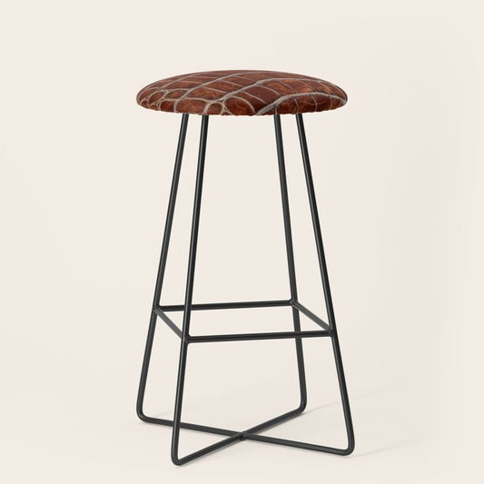 Crocodile Leather Pattern in Deep Brown Stool Gallery Image 1