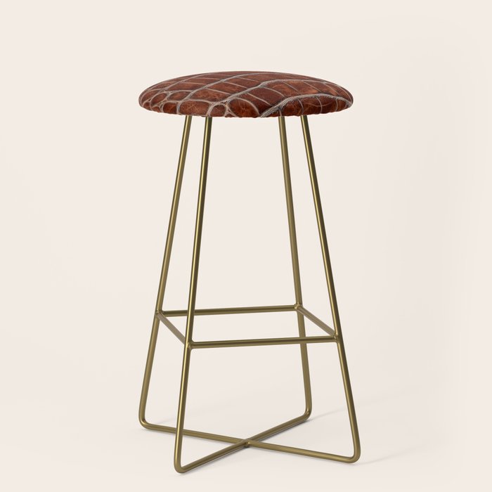Crocodile Leather Pattern in Deep Brown Stool Gallery Image 2