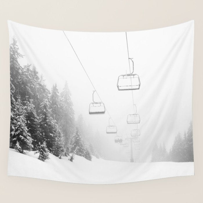 Ski Gondolas - Ski Lift Wall Tapestry Gallery Image 2