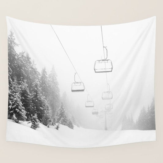 Ski Gondolas - Ski Lift Wall Tapestry Gallery Image 1