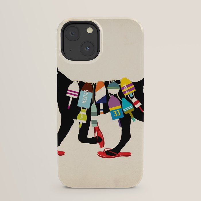 Black dog lab labrador buoy nautical beach ocean sandals flip flop art iPhone Case Gallery Image 21