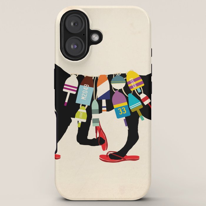 Black dog lab labrador buoy nautical beach ocean sandals flip flop art iPhone Case Gallery Image 5