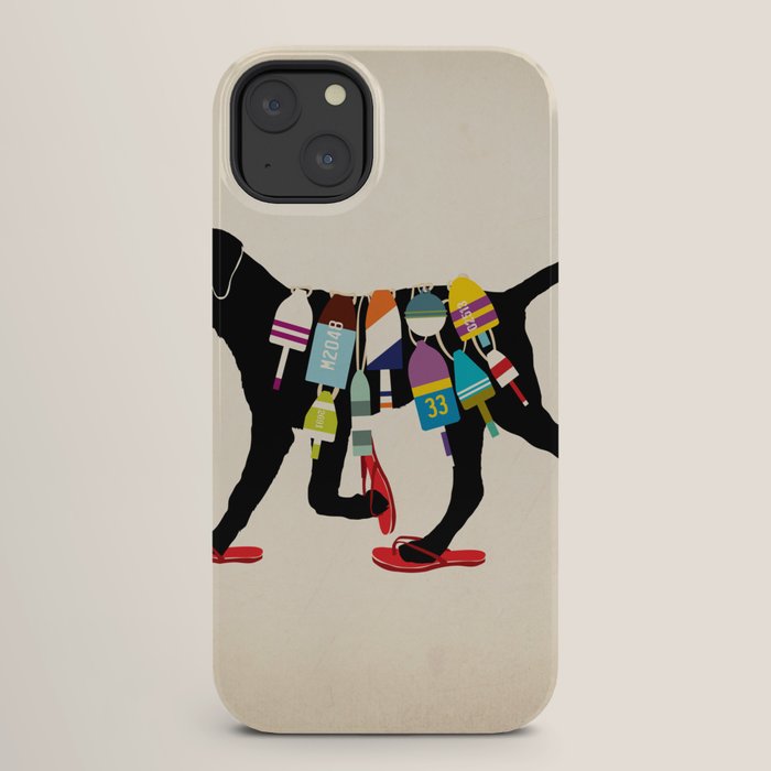 Black dog lab labrador buoy nautical beach ocean sandals flip flop art iPhone Case Gallery Image 26
