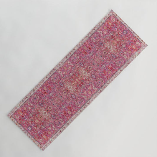 Pink Vintage Antique Oriental Traditional Moroccan Original Artwork Yoga Mat Gallery Image 1