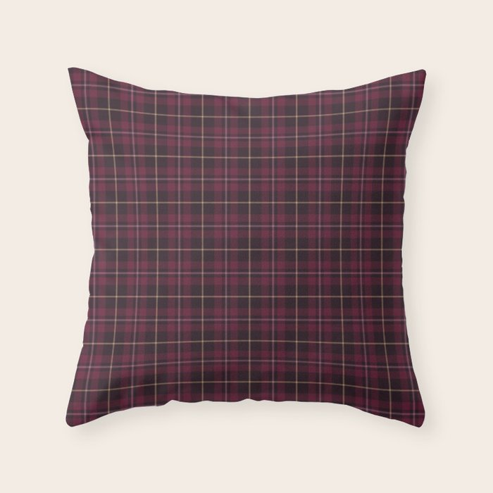blackberry tartan Throw Pillow Gallery Image 1