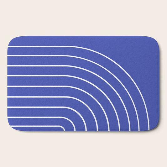 Minimal Arch XXI Bright Blue Modern Geometric Lines Bath Mat Gallery Image 2