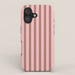 Mocha Brown and Pink Stripes Narrow Vertical Stripe Pattern iPhone Case Gallery Image 1