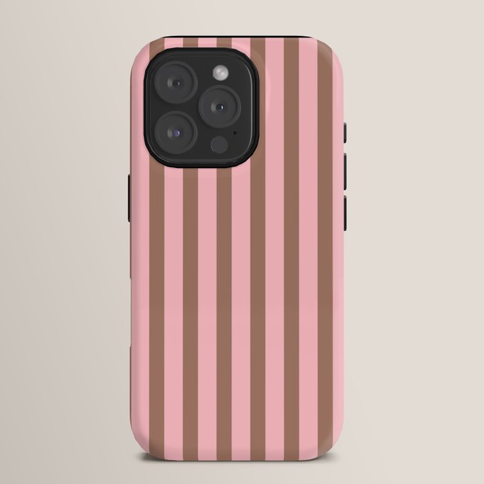Mocha Brown and Pink Stripes Narrow Vertical Stripe Pattern iPhone Case Gallery Image 15