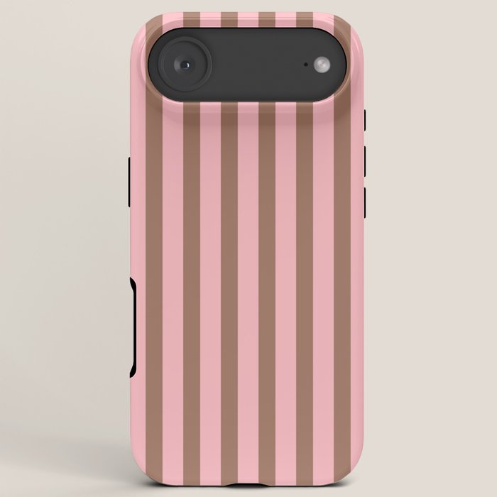 Mocha Brown and Pink Stripes Narrow Vertical Stripe Pattern iPhone Case Gallery Image 6