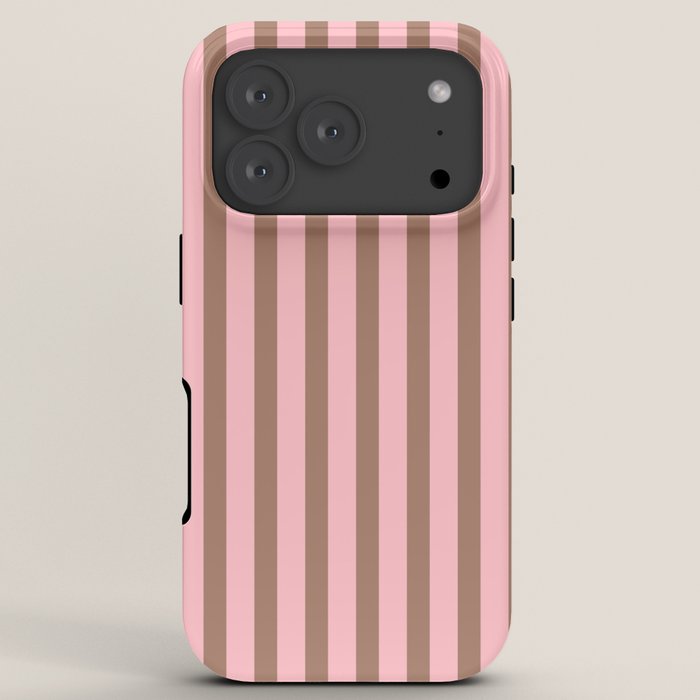 Mocha Brown and Pink Stripes Narrow Vertical Stripe Pattern iPhone Case Gallery Image 7