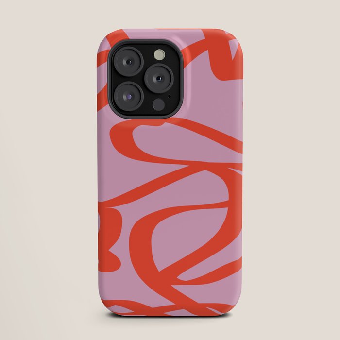 Pink Retro Lines Modern Abstract Brush Shapes Midcentury Line Shapes Vintage iPhone Case Gallery Image 19