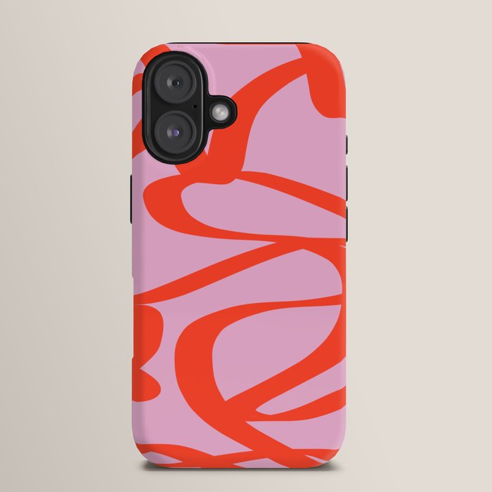 Pink Retro Lines Modern Abstract Brush Shapes Midcentury Line Shapes Vintage iPhone Case Gallery Image 13