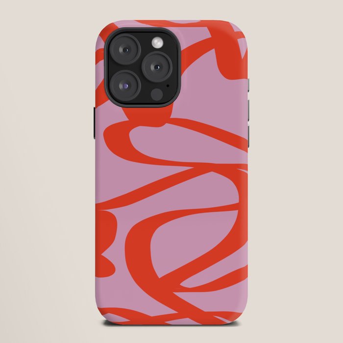 Pink Retro Lines Modern Abstract Brush Shapes Midcentury Line Shapes Vintage iPhone Case Gallery Image 12