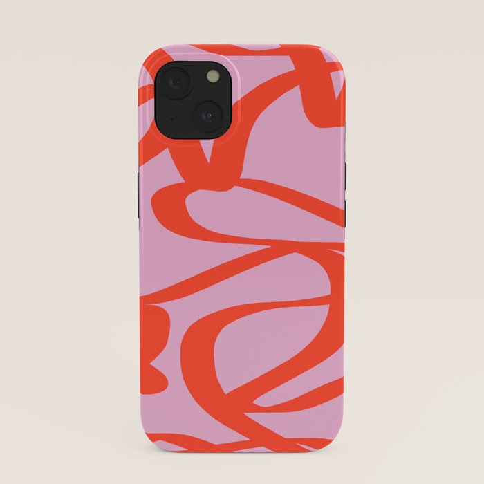 Pink Retro Lines Modern Abstract Brush Shapes Midcentury Line Shapes Vintage iPhone Case Gallery Image 37
