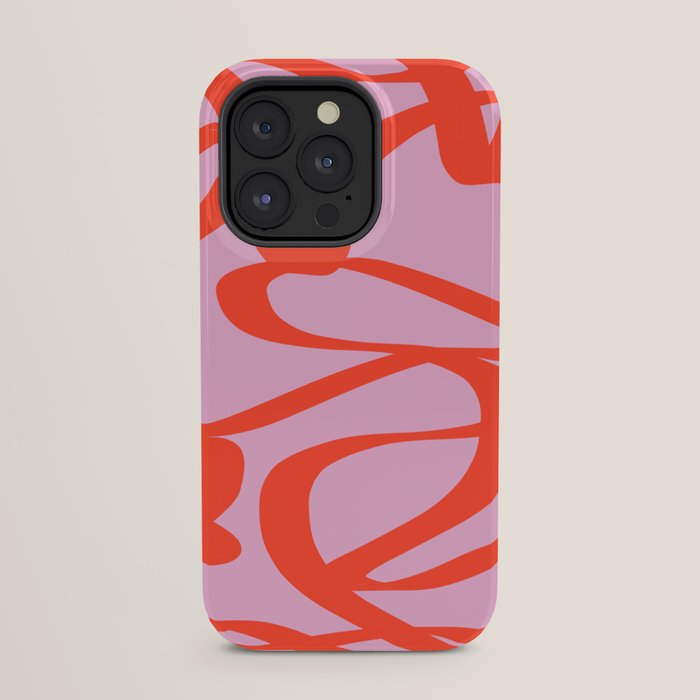 Pink Retro Lines Modern Abstract Brush Shapes Midcentury Line Shapes Vintage iPhone Case Gallery Image 23