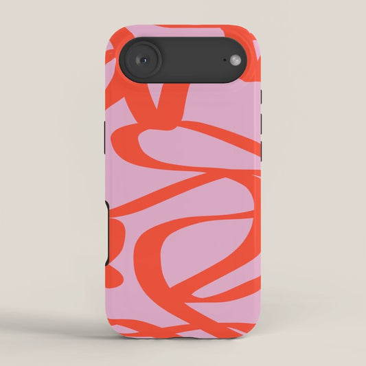 Pink Retro Lines Modern Abstract Brush Shapes Midcentury Line Shapes Vintage iPhone Case Gallery Image 2