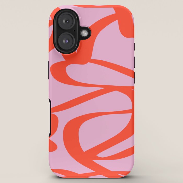 Pink Retro Lines Modern Abstract Brush Shapes Midcentury Line Shapes Vintage iPhone Case Gallery Image 5