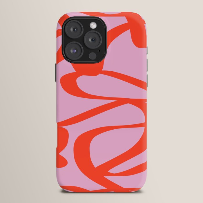 Pink Retro Lines Modern Abstract Brush Shapes Midcentury Line Shapes Vintage iPhone Case Gallery Image 16
