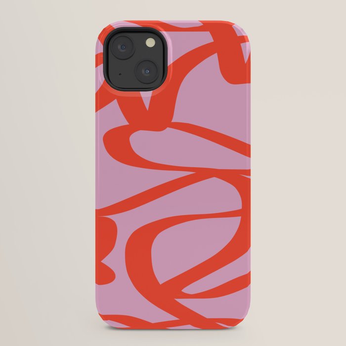 Pink Retro Lines Modern Abstract Brush Shapes Midcentury Line Shapes Vintage iPhone Case Gallery Image 22