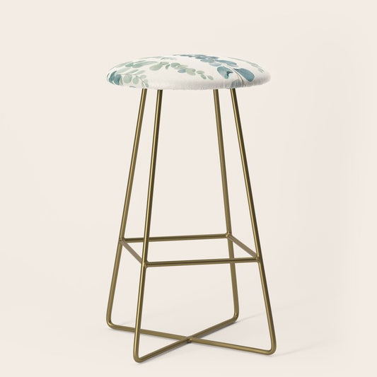 Watercolor Eucalyptus Leaves Stool Gallery Image 2