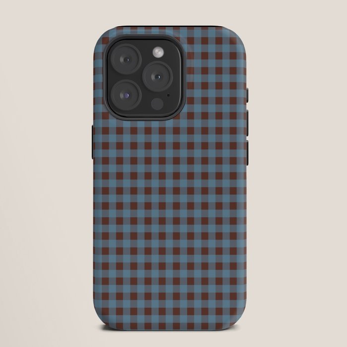 Cozy Gingham Plaid Eclectic Checkered Pattern in Brown and Blue iPhone Case Gallery Image 11