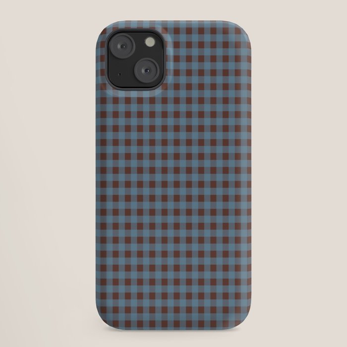 Cozy Gingham Plaid Eclectic Checkered Pattern in Brown and Blue iPhone Case Gallery Image 18