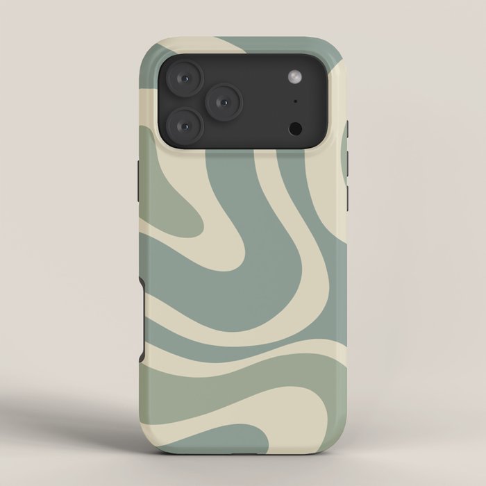 Modern Retro Liquid Swirl Abstract in Eucalyptus Green iPhone Case Gallery Image 4