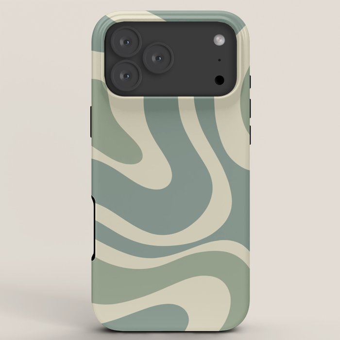 Modern Retro Liquid Swirl Abstract in Eucalyptus Green iPhone Case Gallery Image 8
