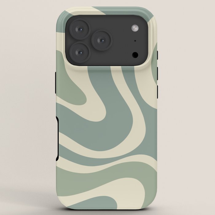Modern Retro Liquid Swirl Abstract in Eucalyptus Green iPhone Case Gallery Image 7