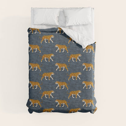 walking tigers - blue Duvet Cover Gallery Image 3