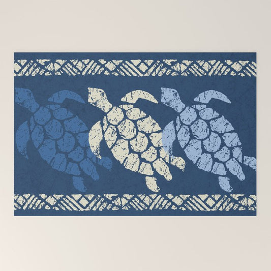Honu Sea Turtle Hawaiian Tapa Welcome Mat Gallery Image 2