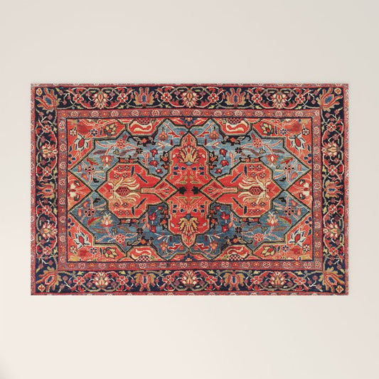 Kashan Poshti Central Persian Rug Print Welcome Mat Gallery Image 1