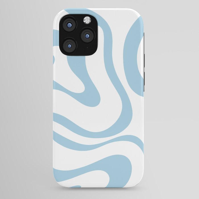 Retro Modern Liquid Swirl Abstract Pattern Square in Light Blue and White iPhone Case Gallery Image 44