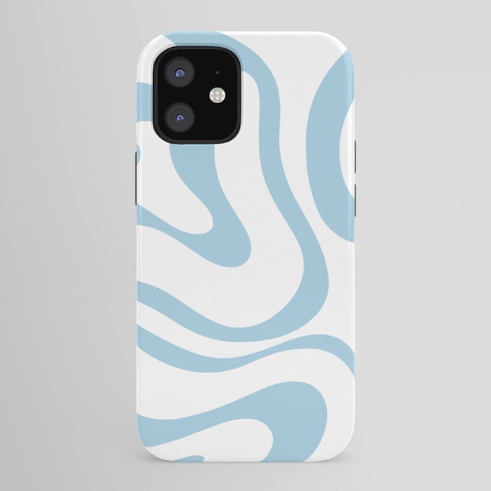 Retro Modern Liquid Swirl Abstract Pattern Square in Light Blue and White iPhone Case Gallery Image 41