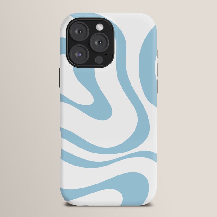 Retro Modern Liquid Swirl Abstract Pattern Square in Light Blue and White iPhone Case Gallery Image 16