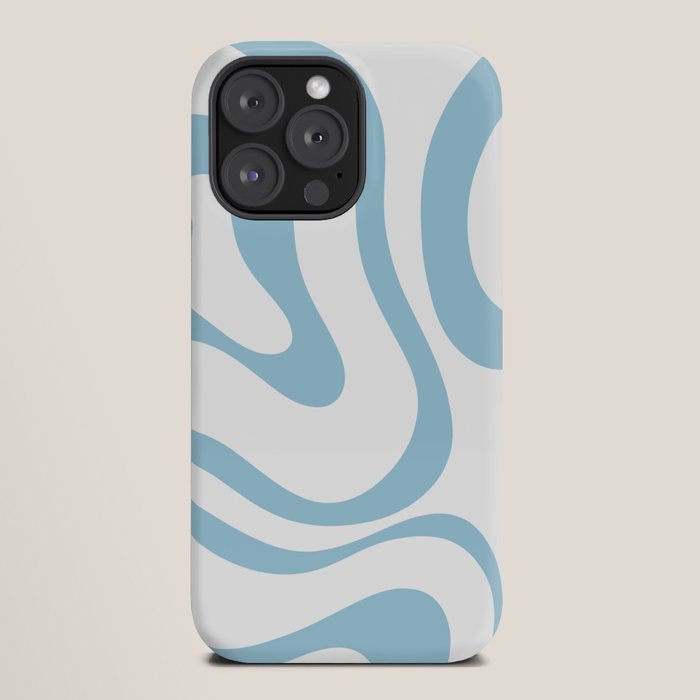 Retro Modern Liquid Swirl Abstract Pattern Square in Light Blue and White iPhone Case Gallery Image 20