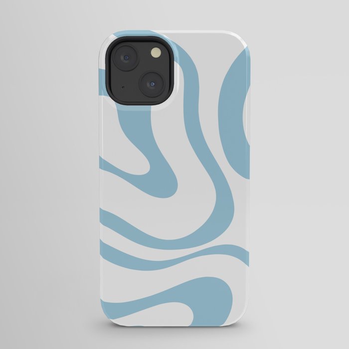Retro Modern Liquid Swirl Abstract Pattern Square in Light Blue and White iPhone Case Gallery Image 21