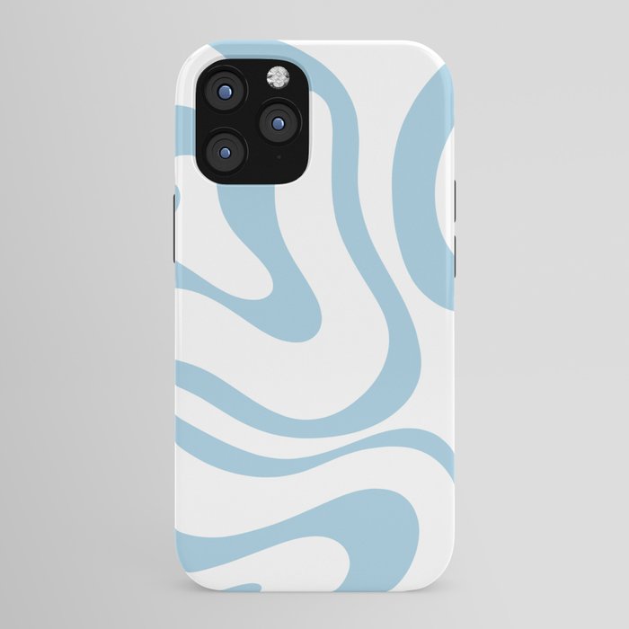 Retro Modern Liquid Swirl Abstract Pattern Square in Light Blue and White iPhone Case Gallery Image 43