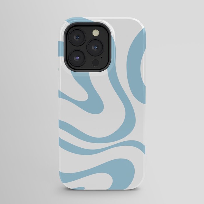 Retro Modern Liquid Swirl Abstract Pattern Square in Light Blue and White iPhone Case Gallery Image 23