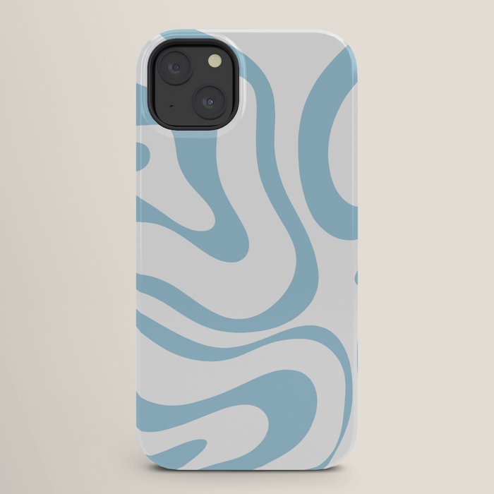 Retro Modern Liquid Swirl Abstract Pattern Square in Light Blue and White iPhone Case Gallery Image 26