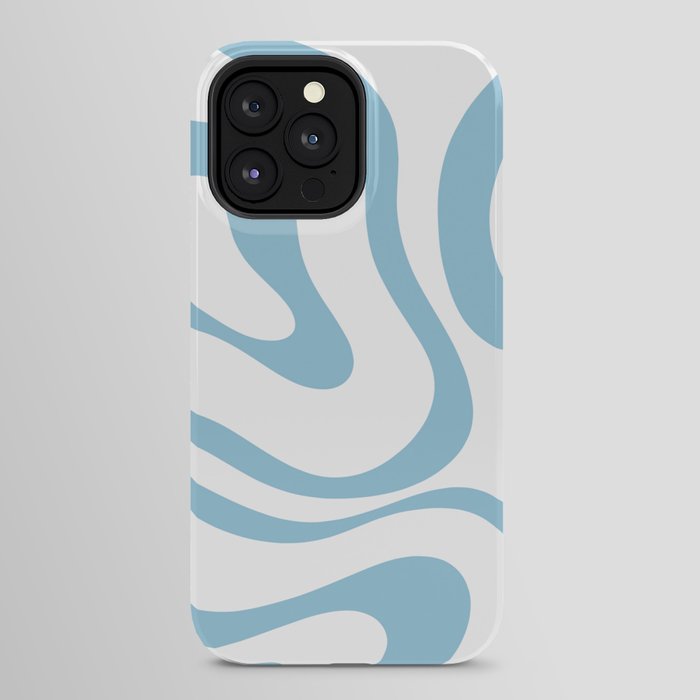 Retro Modern Liquid Swirl Abstract Pattern Square in Light Blue and White iPhone Case Gallery Image 24