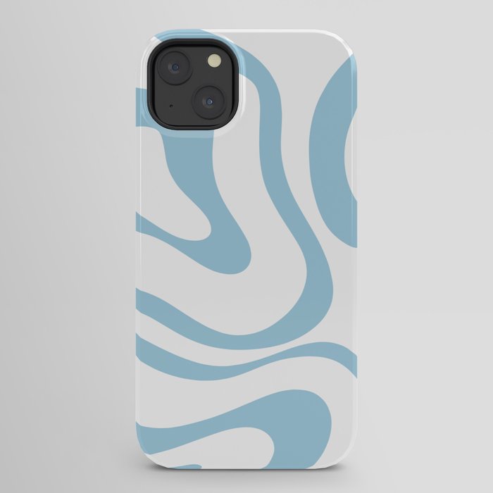 Retro Modern Liquid Swirl Abstract Pattern Square in Light Blue and White iPhone Case Gallery Image 22